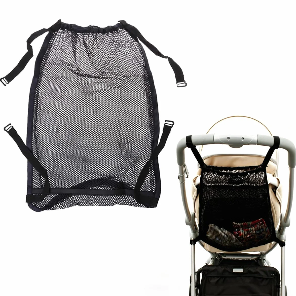 1 Pezzi Rete per la Spesa per Passeggino, Universale Borsa a Rete Posteriore per Passeggino Nero Tasca a Rete per passeggino per Passeggini Sportivi Sedie a Rotelle (35 * 50 cm)