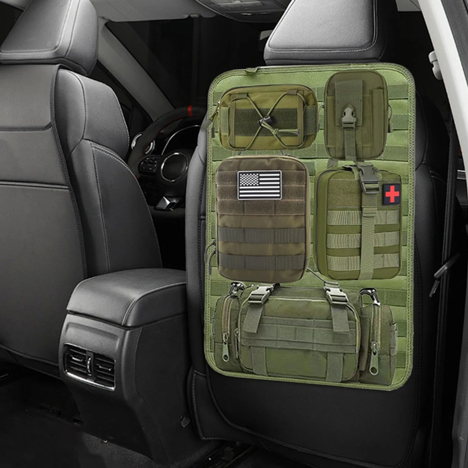 Organizzatore di auto sul sedile, organizzatore del sedile posteriore per | di fibbia regolabile in nylon 600D, da viaggio multifunzionale per SUV per auto, cami