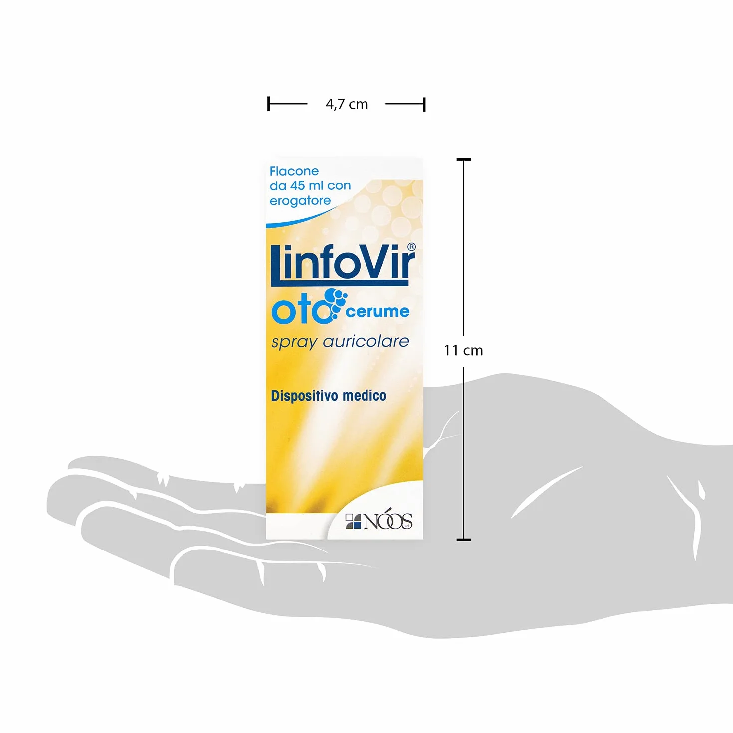 NÓOS Linfovir Oto Cerume Spray Pulizia Orecchie Adulti e Bambini 45ml, Spray Auricolare con Perossido di Idrogeno Senza Oli, Rimuovi Cerume Orecchie, Formula per Rimuovere Tappi e Grumi
