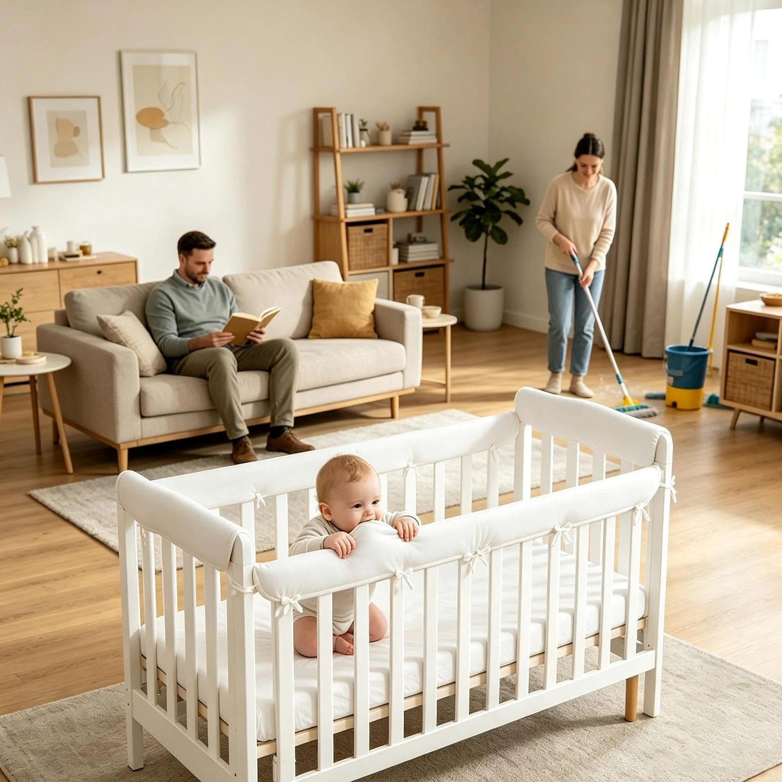 Set di 4 protezioni per culle | Protezione per il bordo del letto per ambienti interni per le stagioni calde della camera dei bambini