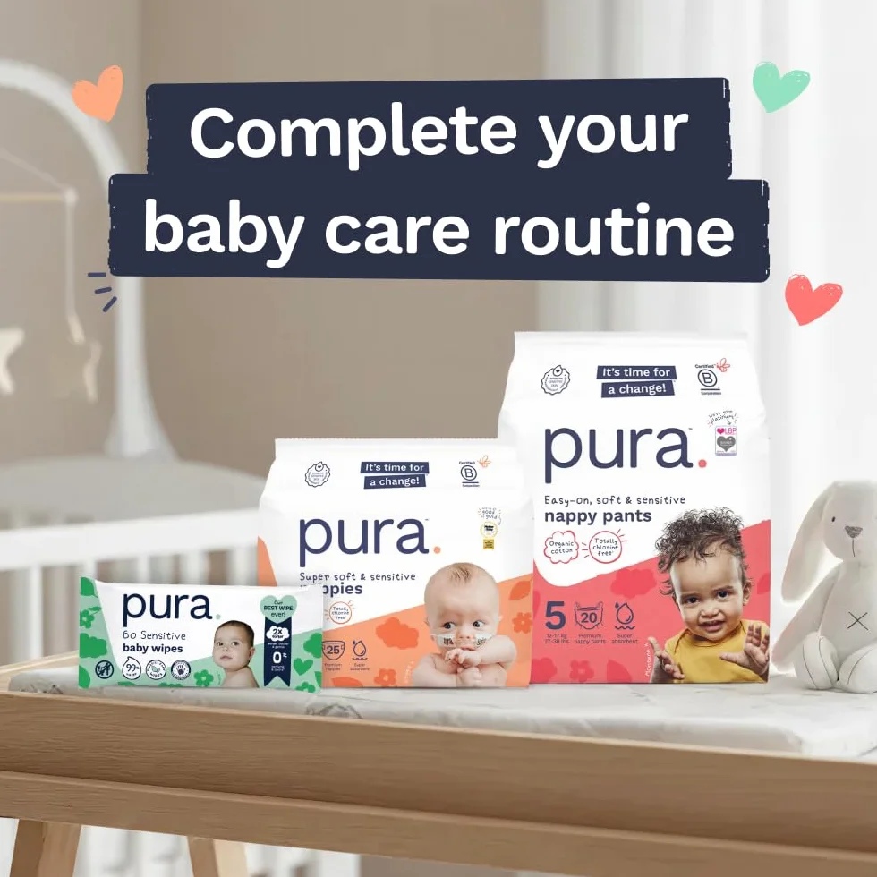 Pura Eco, Pannolini Taglia 5 (12-17 kg), 20 Pannolini usa e getta per pelli sensibili, Anallergico, Facili da strappare