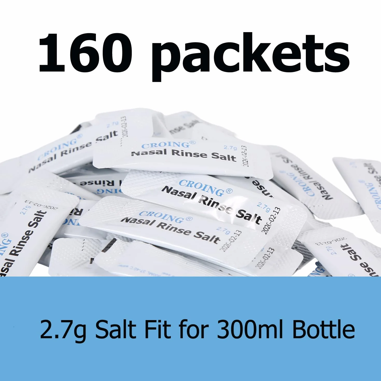 CROING 160 x Sale Lavaggio Nasale per Pulizia & Irrigazione del Naso, Lavaggi Nasali, Irrigatore Nasale, Irrigazione Nasale, Neti Pot, Sinus Rinse, Neti Lota