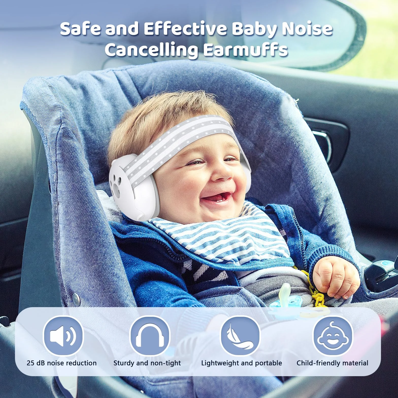 Romon Cuffie Neonato Antirumore, Cuffie Protezione Udito Bambini, Fascia Regolabile Per Proteggere L'udito Di Bambini E Neonati, Adatta Per La Notte, I Viaggi, Gli Aerei E Le Feste