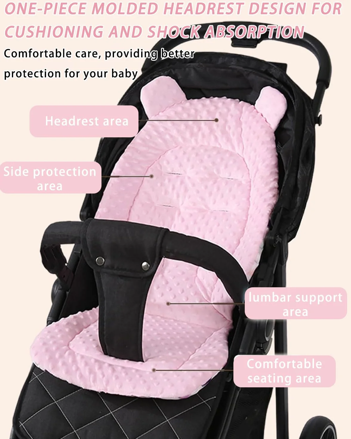 1 Pezzo Riduttore passeggino universale，Materassino Passeggino Universale In Cotone, Cuscino Passeggino Universale, Traspirante, Morbido, Accessori Per Passeggini（rosa）