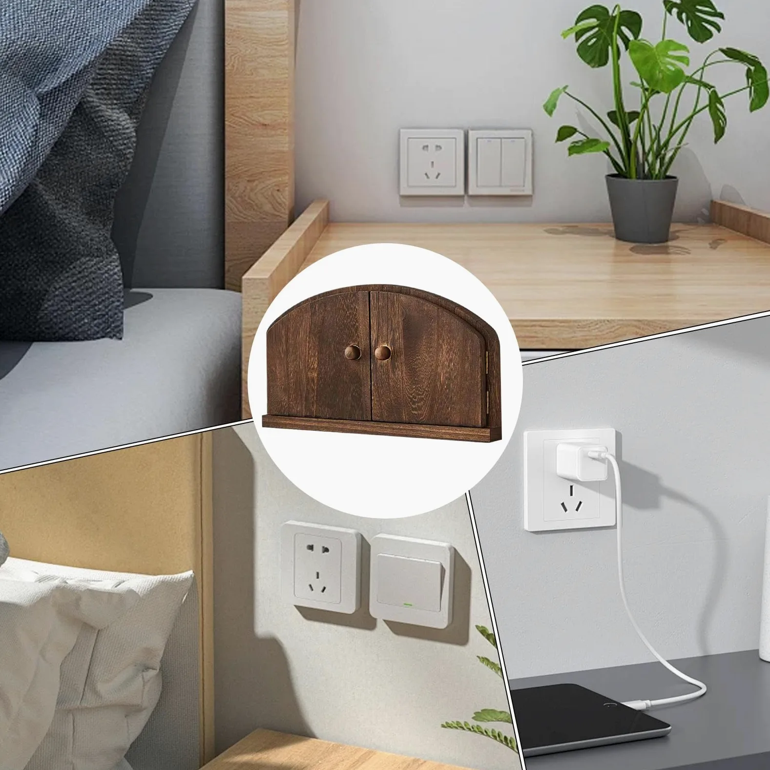 Copripresa Elettrica Design Estetico Naturale con Rivestimento | Scatola Salva Bambini e Antiurto Per arredamento casa camera da bagno stanza bambini appartamento ufficio scuola