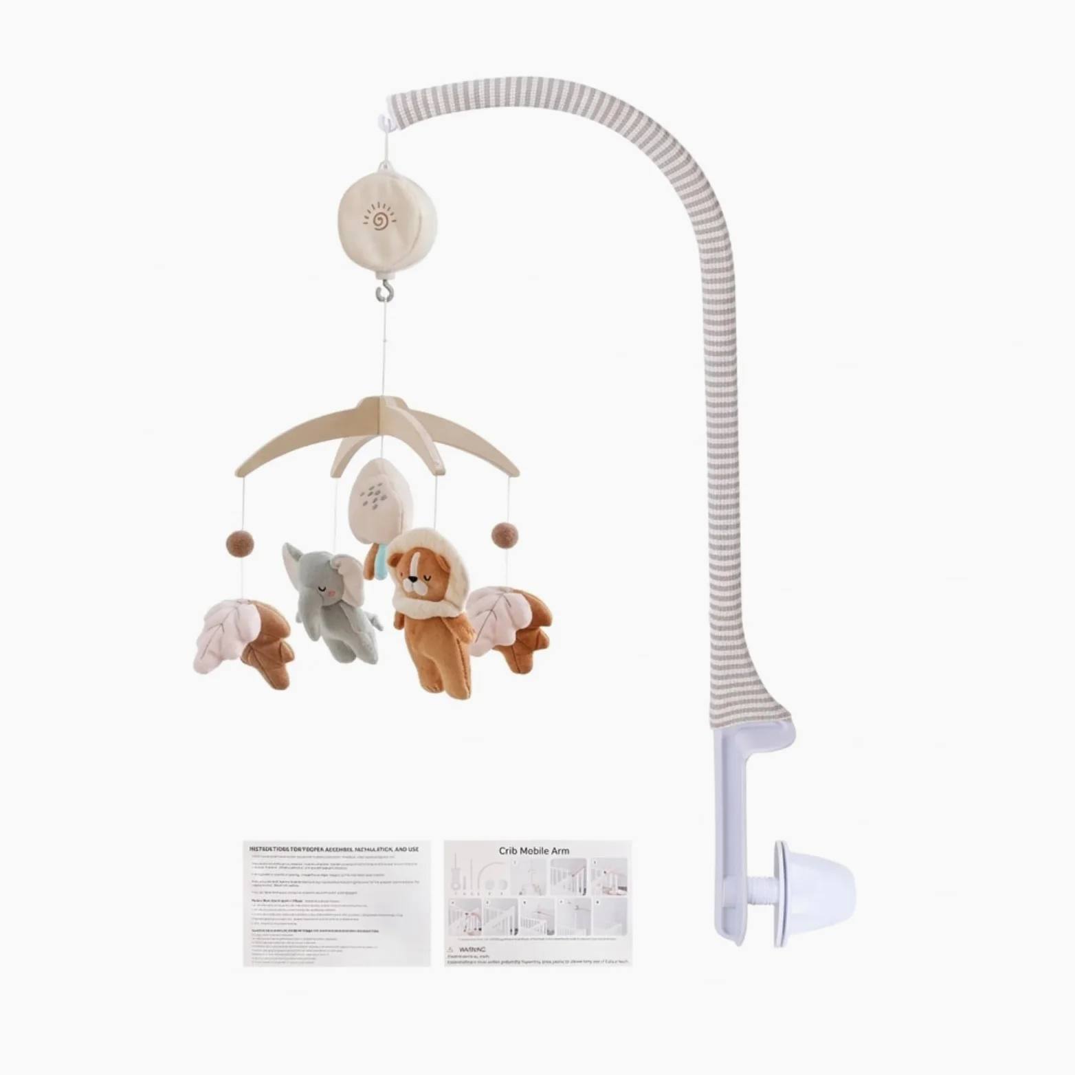 MagiDeal Giostrin Neonato Giostrin Giostrina Lettino Mobile Carillon in Velluto Cristallo Plastica con Braccio Robusto Fissaggio Morsetto, Con Carillon