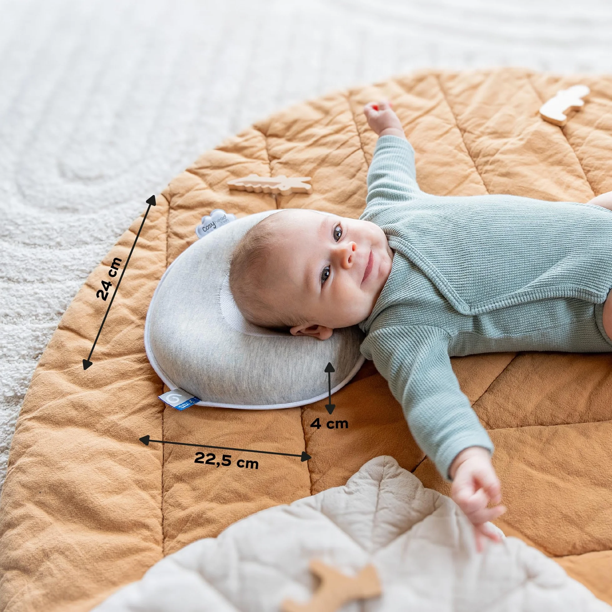 Babymoov Cosyhead Fresh Smokey, cuffia ergonomica e traspirante per bambini, made in Europe