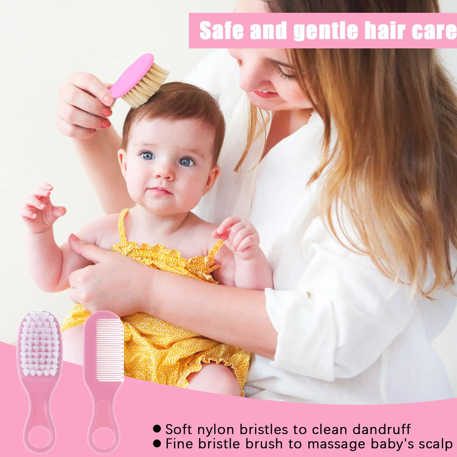 12 Pezzi Set per la Cura Del Bambino, Taglia Unghie Neonati, Kit Neonato Igiene Nascita, Set Cura Neonato Set di Sicurezza, Set per la Cura Del Bambino da Viaggio e di Uso Quotidiano (Rosa)