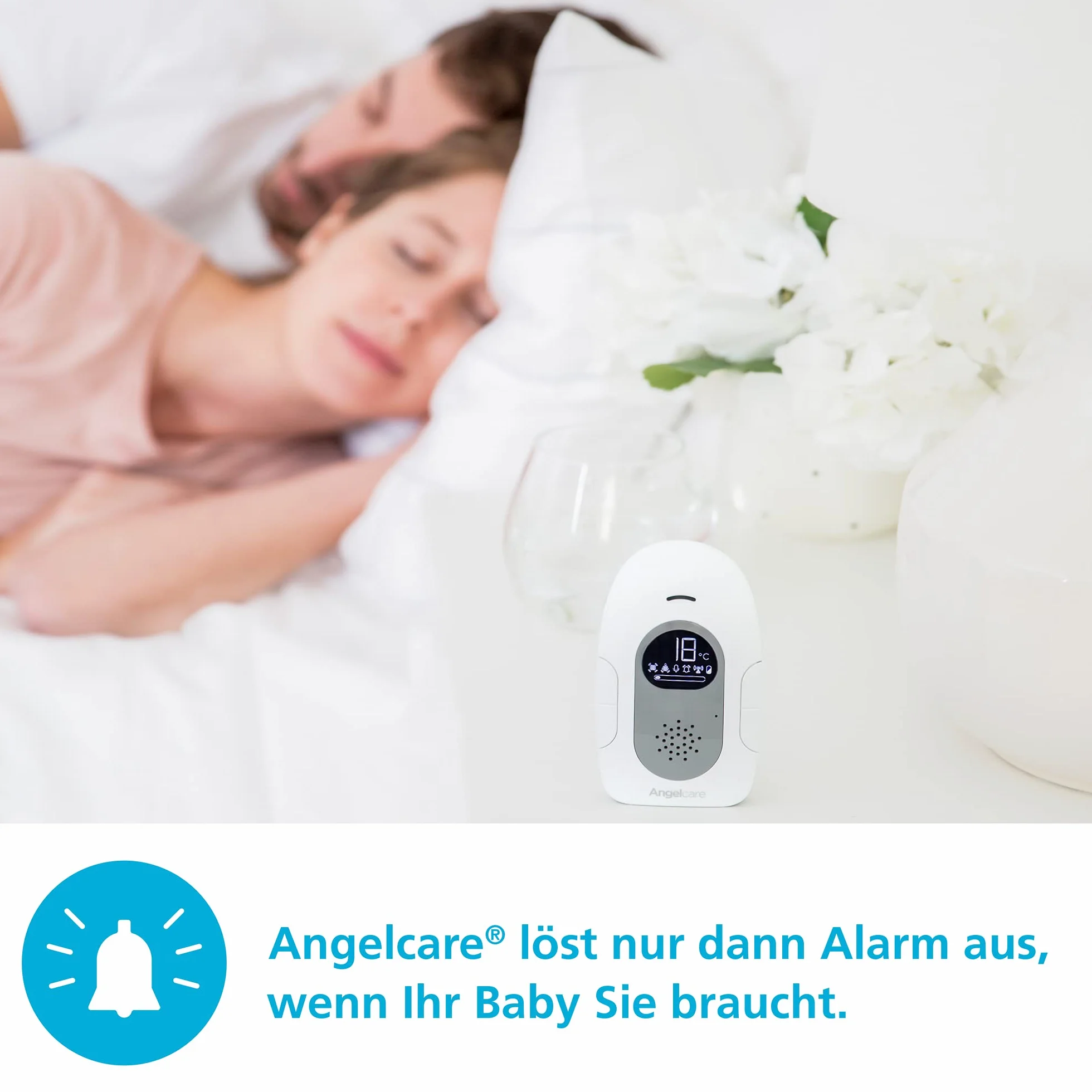 Angelcare SmartSensor Pro 2, monitoraggio 2 in 1: audio + movimento con sensori wireless, visualizzazione della temperatura ambiente