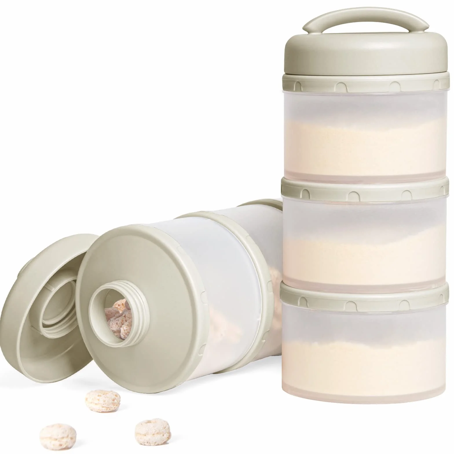 Termichy Dispenser per latte in polvere per neonati, impilabile, confezione da 2 (grigio caldo)