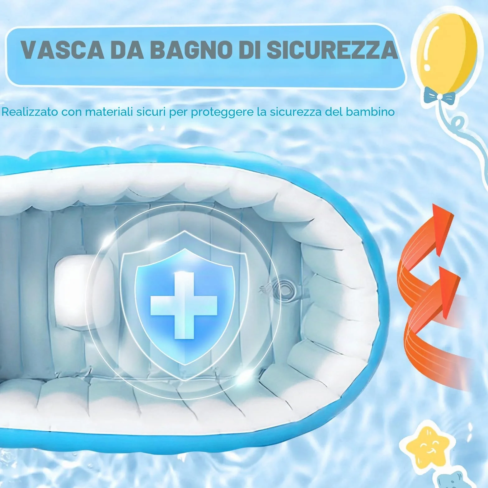 Vasca da Bagno Gonfiabile per Bambini, Vasca da Bagno Portatile da Viaggio con Pompa ad Aria, Vasca da Bagno Pieghevole Antiscivolo Mini Piscina, per Neonati e Bambini Piccoli