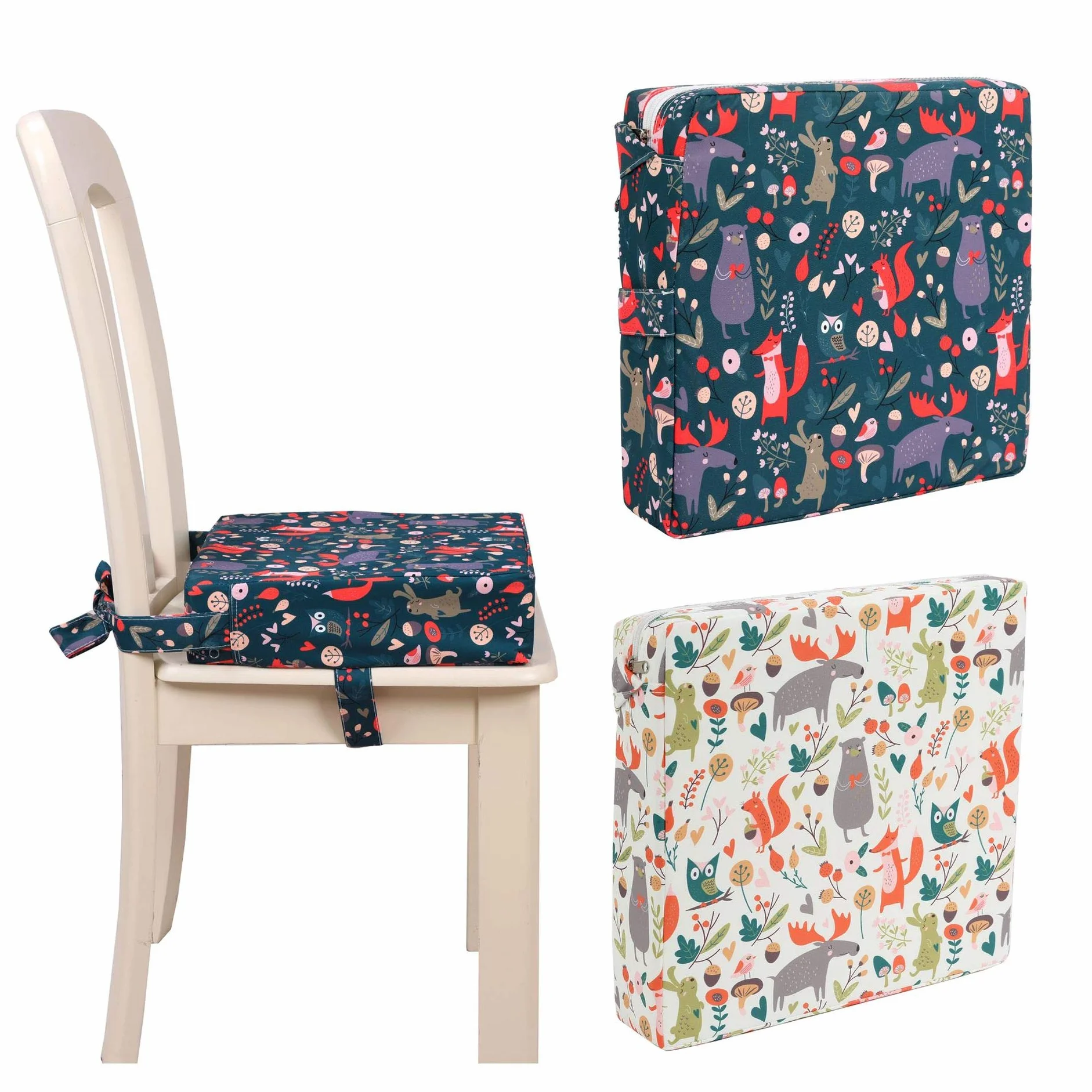 FANSU Cuscino Rialzo da Sedia per Bambini, Modello Cartone Animato Facile da Pulire e Comodo Regolabile Smontabile Cuscino Alzasedia per Seggioloni Sedia da Giardino Cuscino Seduta (Blu)
