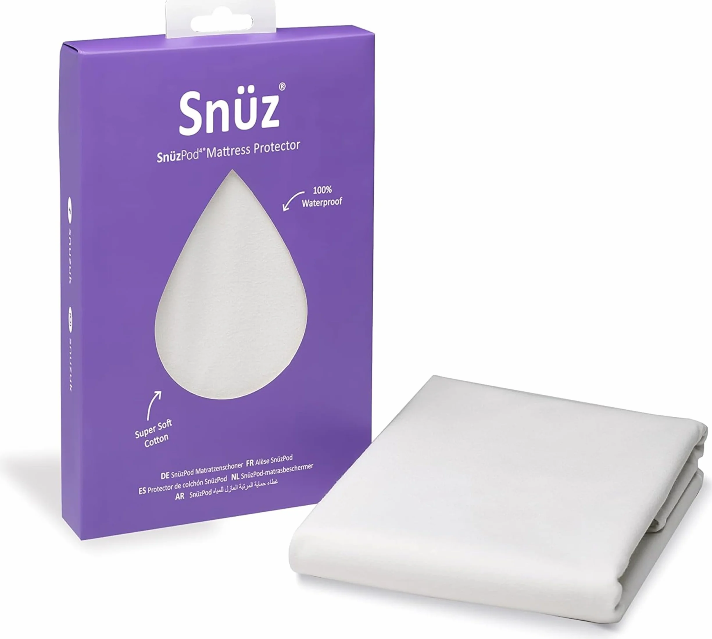 SnüzPod4 Protettore Impermeabile per Materasso - 40 x 75.5cm - 100% Impermeabile con Superficie in Cotone che Assorbe l'Umidità.