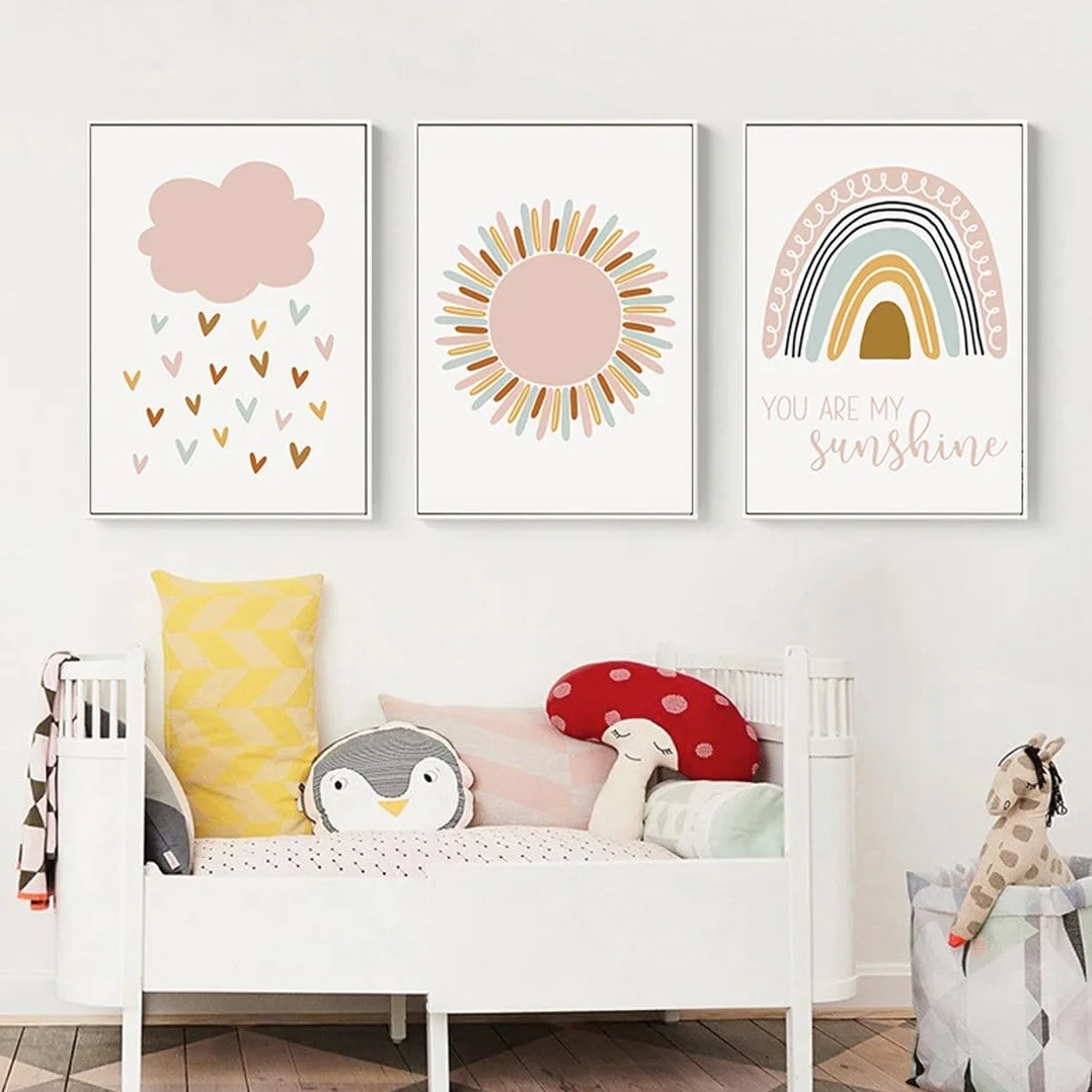 PLABBDPL Immagini per la Cameretta dei Bambini, Set di 3 Quadri Poster, Tela, Decorazione da Parete Regalo senza Cornice