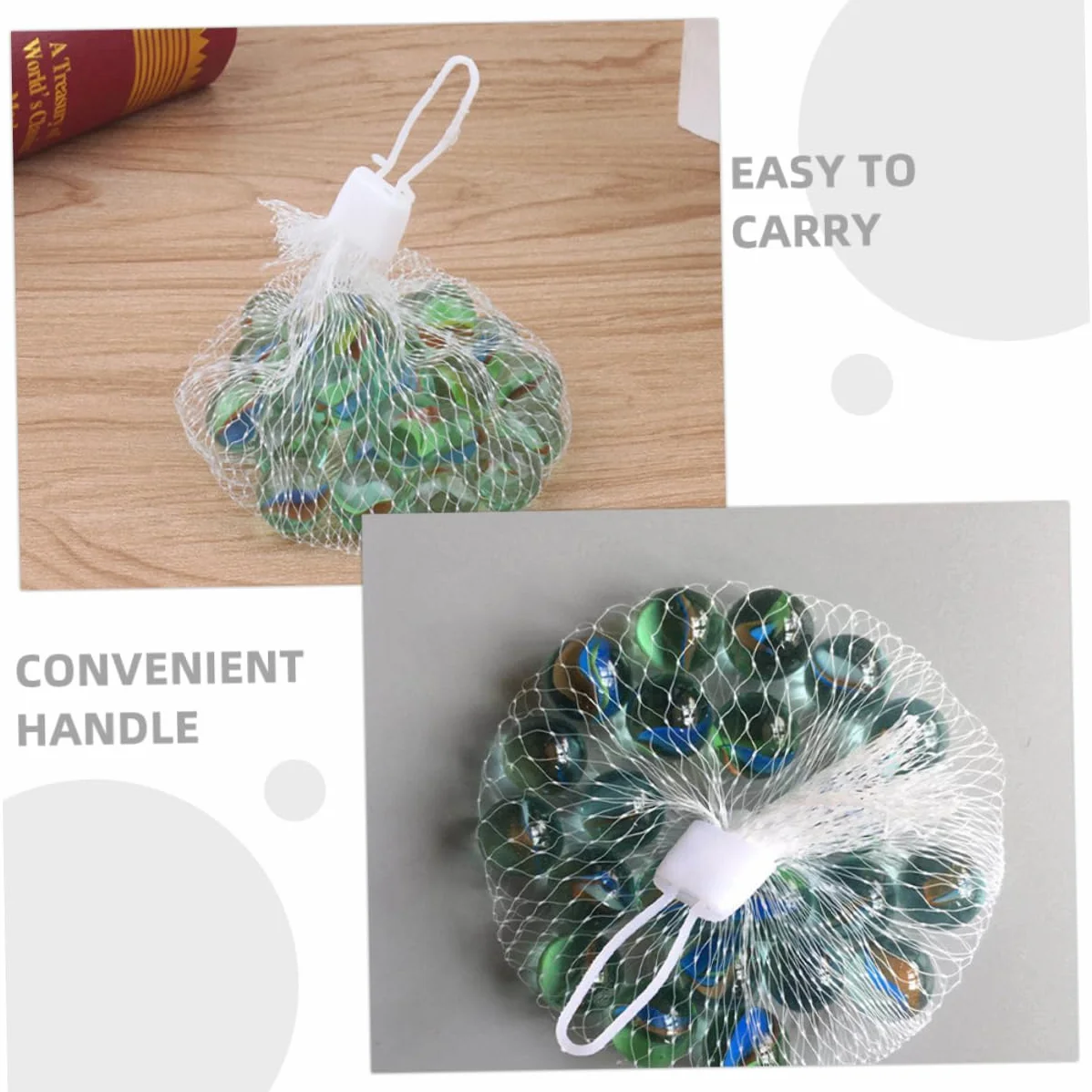 Abaodam Sacchetti in Rete per Biglie e Giocattoli, Borsa a Rete con Coulisse in Fibra di Vetro, Portatile con Maniglia, Accessorio per Organizzazione Cucina e Viaggio, Confezione da 100