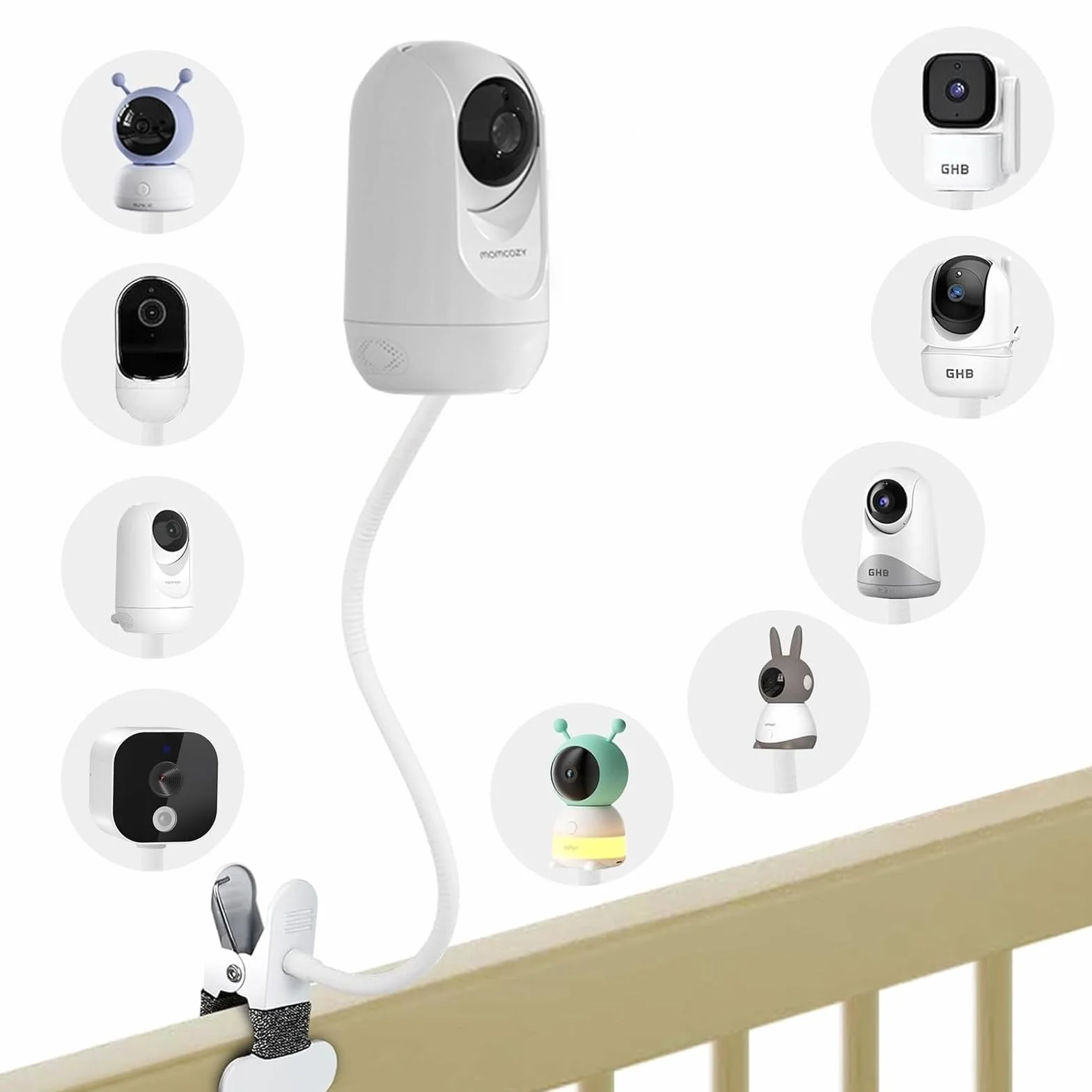 Supporto per fotocamera momcozy Babyphone BM01/BM03/BM04, universale, per GHB/BOIFUN/ieGeek/OBVHNUA/Owlet Babyfon, supporto flessibile per fotocamera con foro filettato standard ¼-20