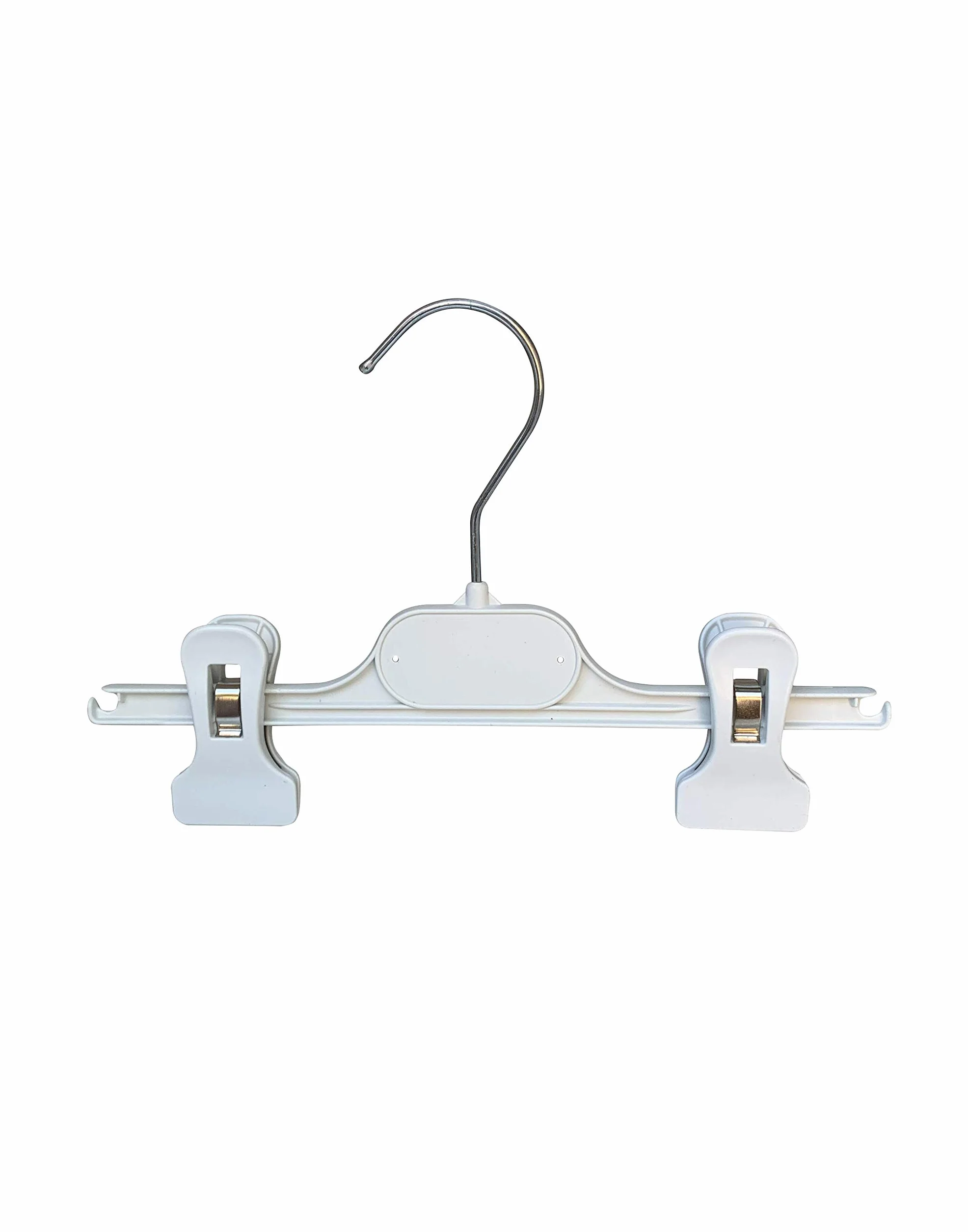 Kiroplast 20 Grucce per Pantaloni Bambini Bianche, Appendini in Plastica con Clip per Gonne 24cm