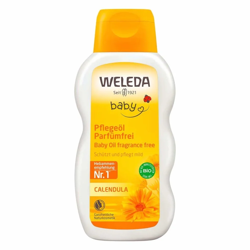 Weleda Baby Olio Extra Delicato Calendula , senza profumazione, prodotto per la detersione e massaggio di neonati nei primi giorni di vita, formula extra-delicata (1x 200ml)