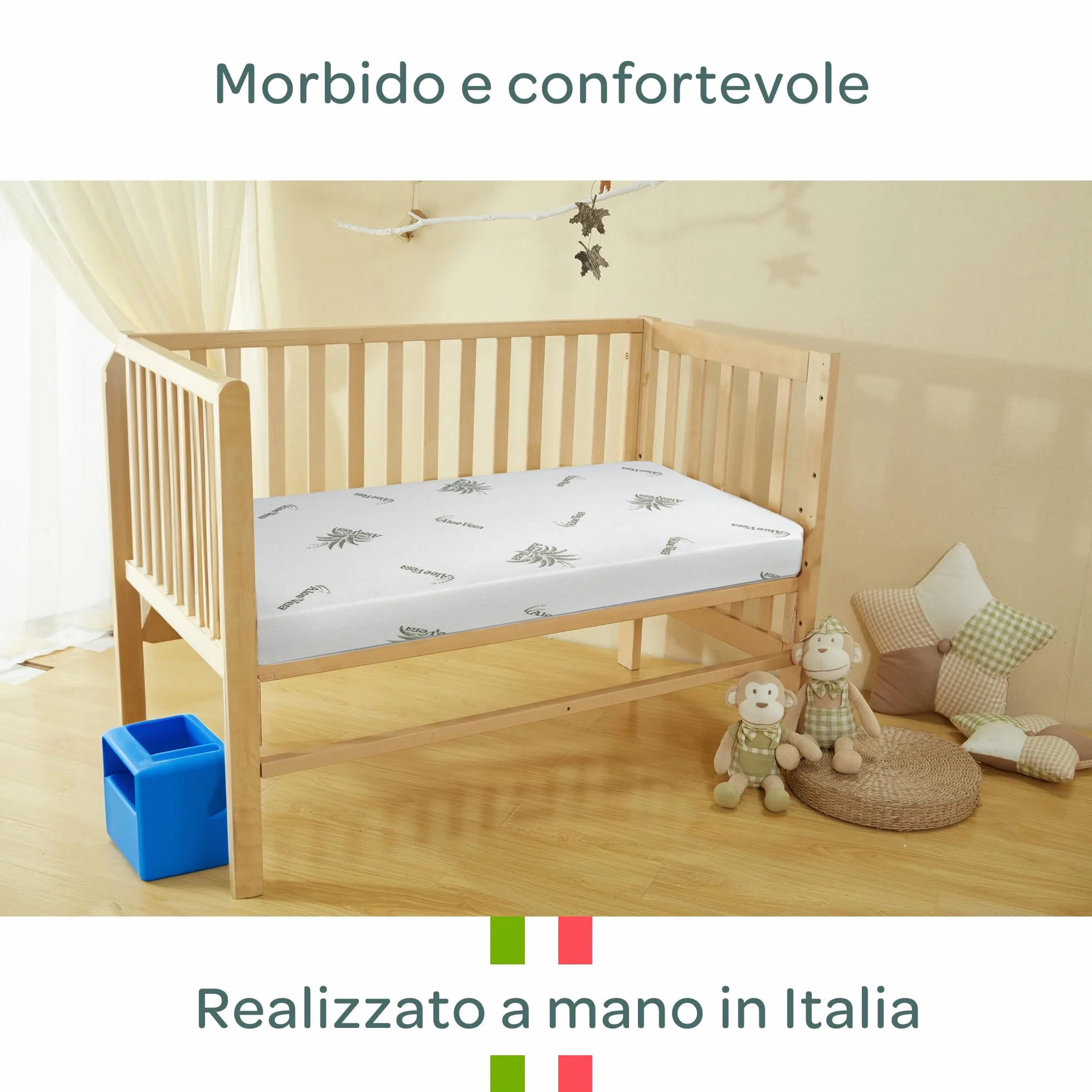 DOLCI SOGNI Materasso Lettino 60x120 cm Spessore 16 cm, OEKO-TEX® e CertiPUR™ Materasso Culla Bambino per Lettino Neonati, Fodera in Aloe Vera Sfoderabile e Lavabile, Materasso Lettino Neonato