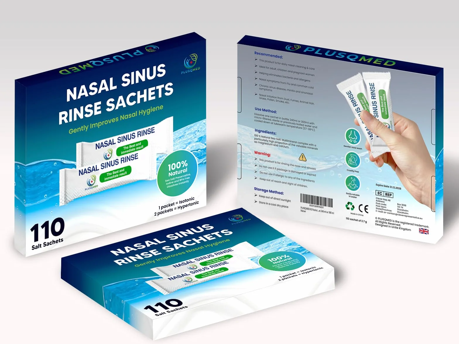 110 pacchetti di sale Neti, sale per risciacquo nasale, sale per risciacquo nasale, sale per risciacquo sinusale, sale per irrigazione nasale