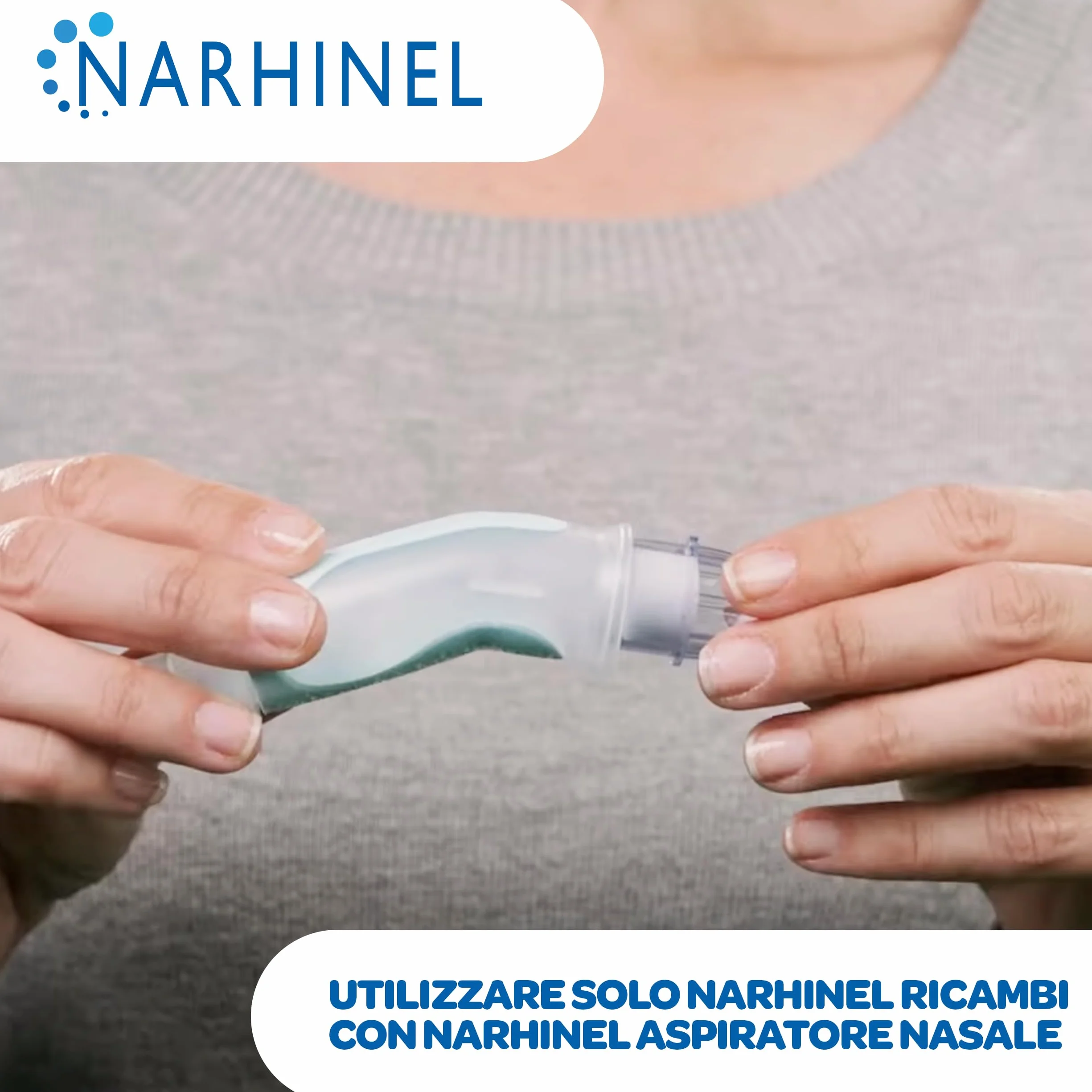Narhinel Aspiratore Nasale per Neonato e Bambini con 2 Ricambi Soft, Aiuta a Liberare il Naso Chiuso, rimuovendo delicatamente le secrezioni nasali