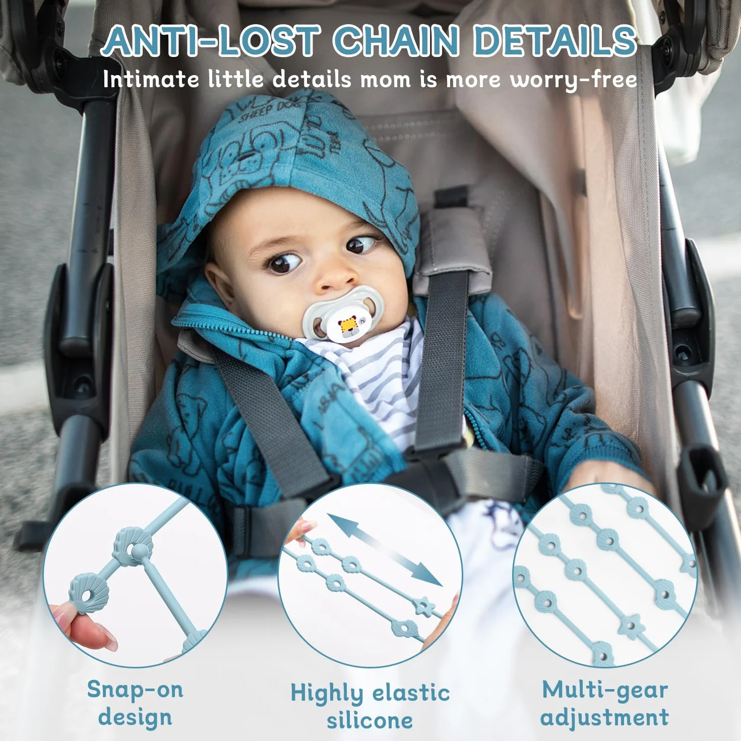 CLDY Giocattolo per Bambini Catenina per Ciuccio in Silicone, Catenaccia per Bicchiere, Cinghie di Sicurezza per Giocattoli, BPA-Free, Fascette di Supporto per Bicchieri per Passeggino, Seggiolone