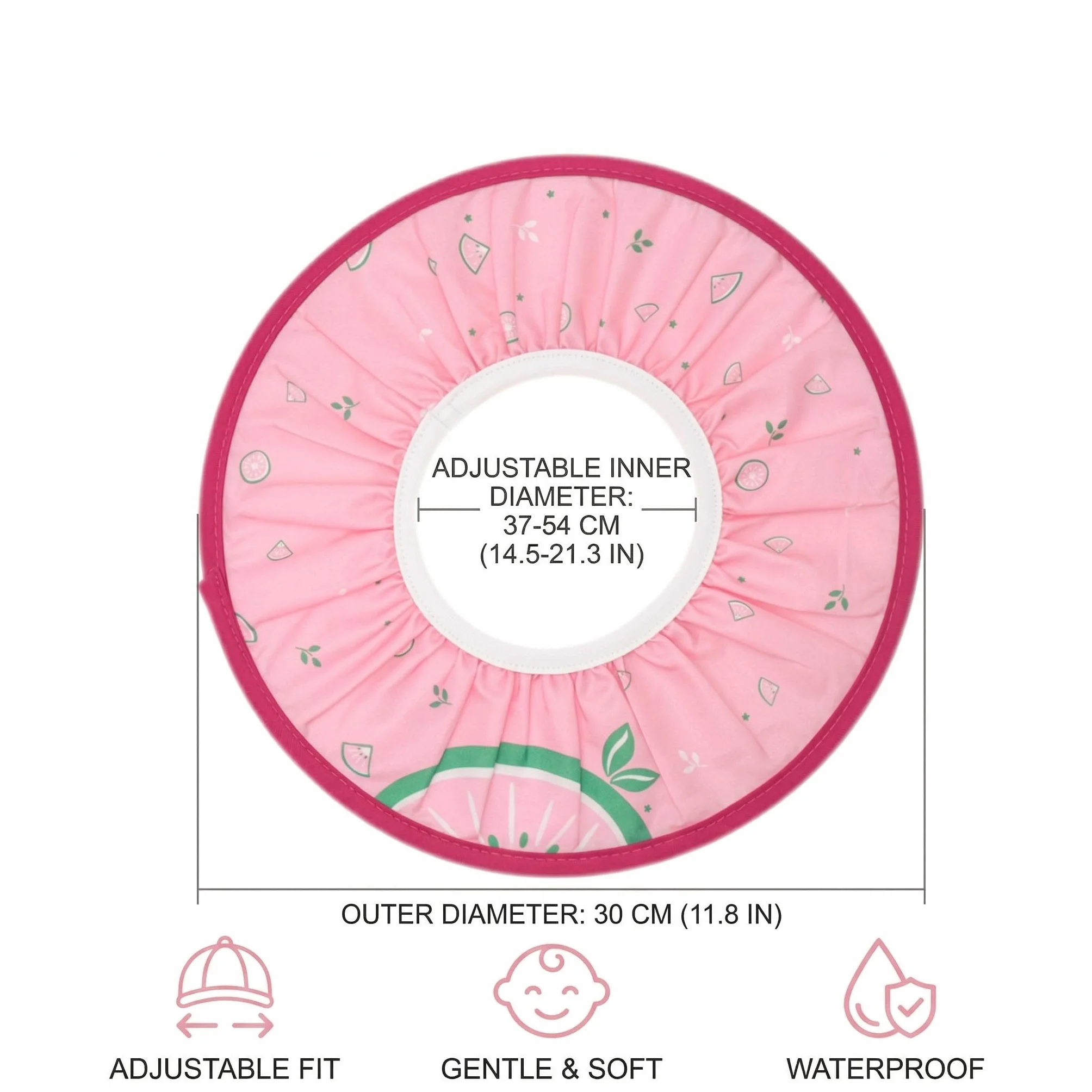 Cappello da Doccia per Bambini e Neonati Visiera da Bagno Regolabile Protezione Impermeabile Shampoo Cappello Morbido per Bagno (Diametro Interno 10 cm, Diametro Esterno 30 cm)(Rosa)
