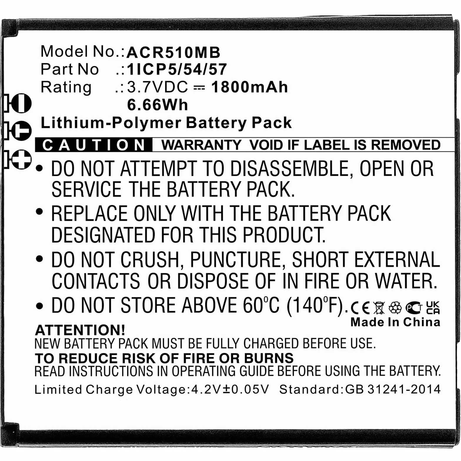 CELLONIC 1x Batteria per Babyphone Compatibile con Angelcare AC517, AC315, AC310, 1ICP5/54/57 – (1800mAh, 3.7V)