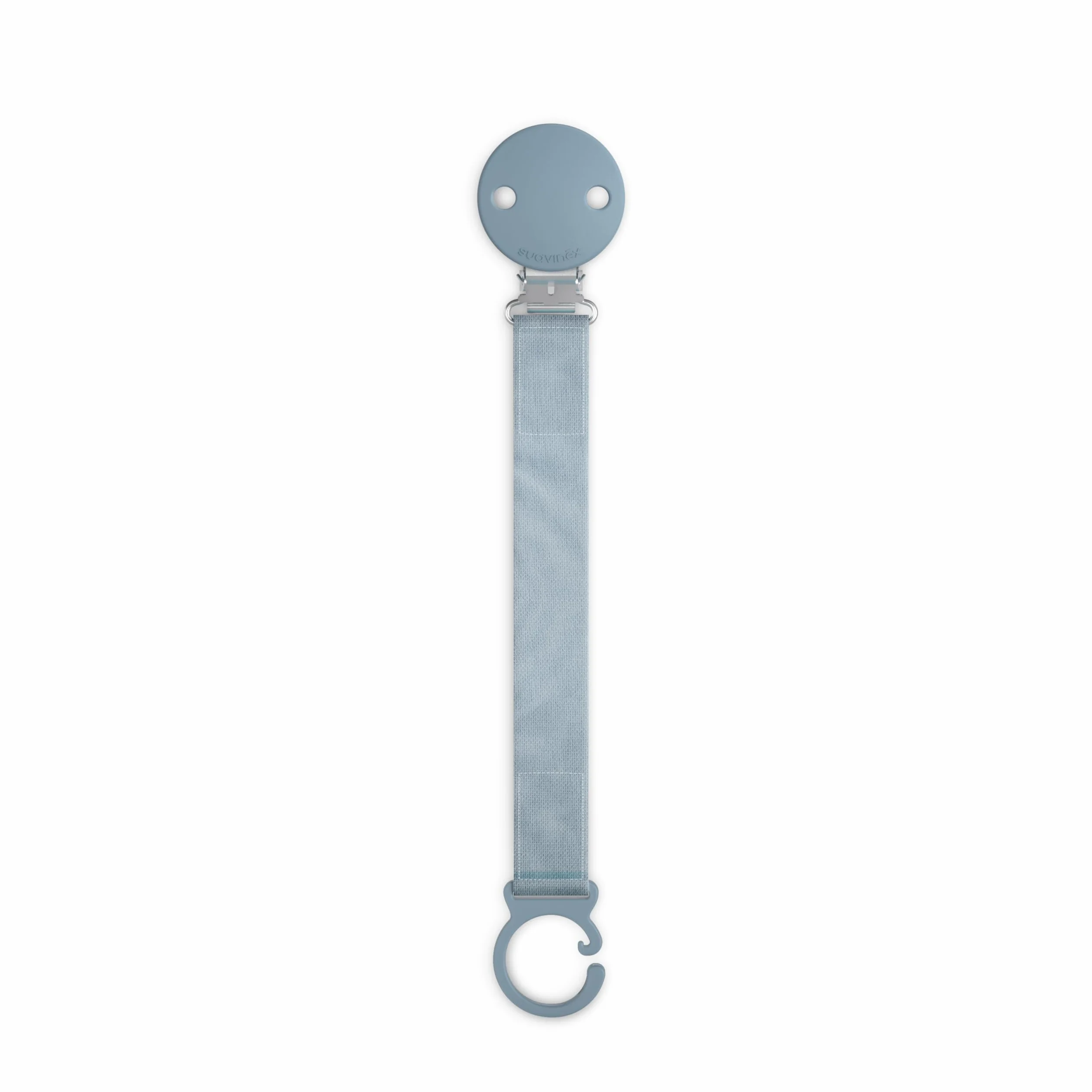 Suavinex, Portaciuccio in tessuto per neonati, Nastro con disegno double-face, Catenella per ciuccio, Clip con fermaglio, per ciucci con anello. +0 mesi, adatto ai neonati, Wonder Tinta unita Blu
