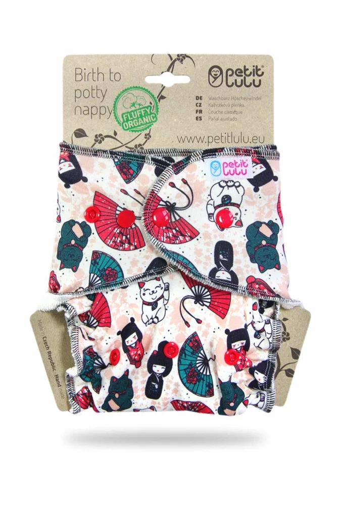 Petit Lulu Pannolino Maxi-Night in bambù, con bottoni automatici, soffice biologico, riutilizzabile e lavabile, prodotto in Europa (bambole giapponesi)