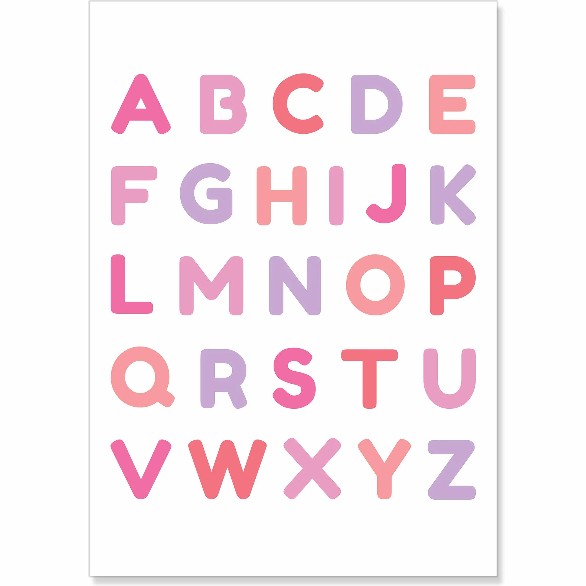 PREMYO Quadri per Camera Bambini - Set di Poster Alfabeto ABC Rosa - Stampe da Parete Decorazione Cameretta Neonato A4