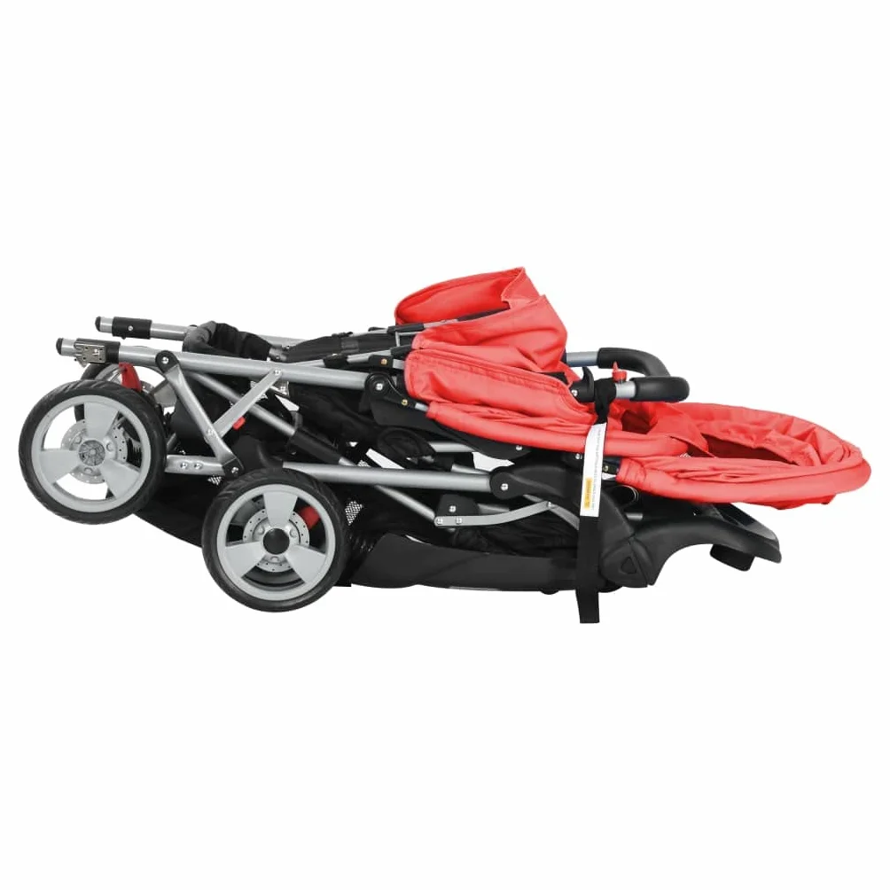 vidaXL 10111 - Passeggino gemellare, colore: rosso, multicolore