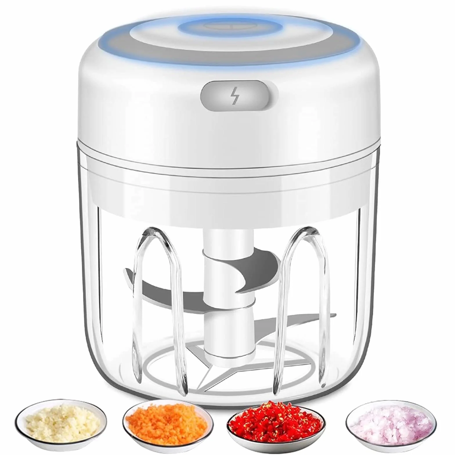 Tritacarne elettrico portatile senza fili robot da cucina con ricarica USB per tritacarne cipolle verdure per condimenti per bambini noci pepe