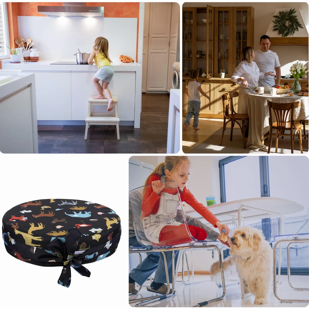 Toddmomy Alzasedia Bambini Rotondo Cuscino Rialzato Per Sedia Da Pranzo Con Imbottitura in Spugna Alta Densità Antiscivolo Facile Da Pulire Per Seggioloni Bambini 12.6X12.6X3.1 Pollici