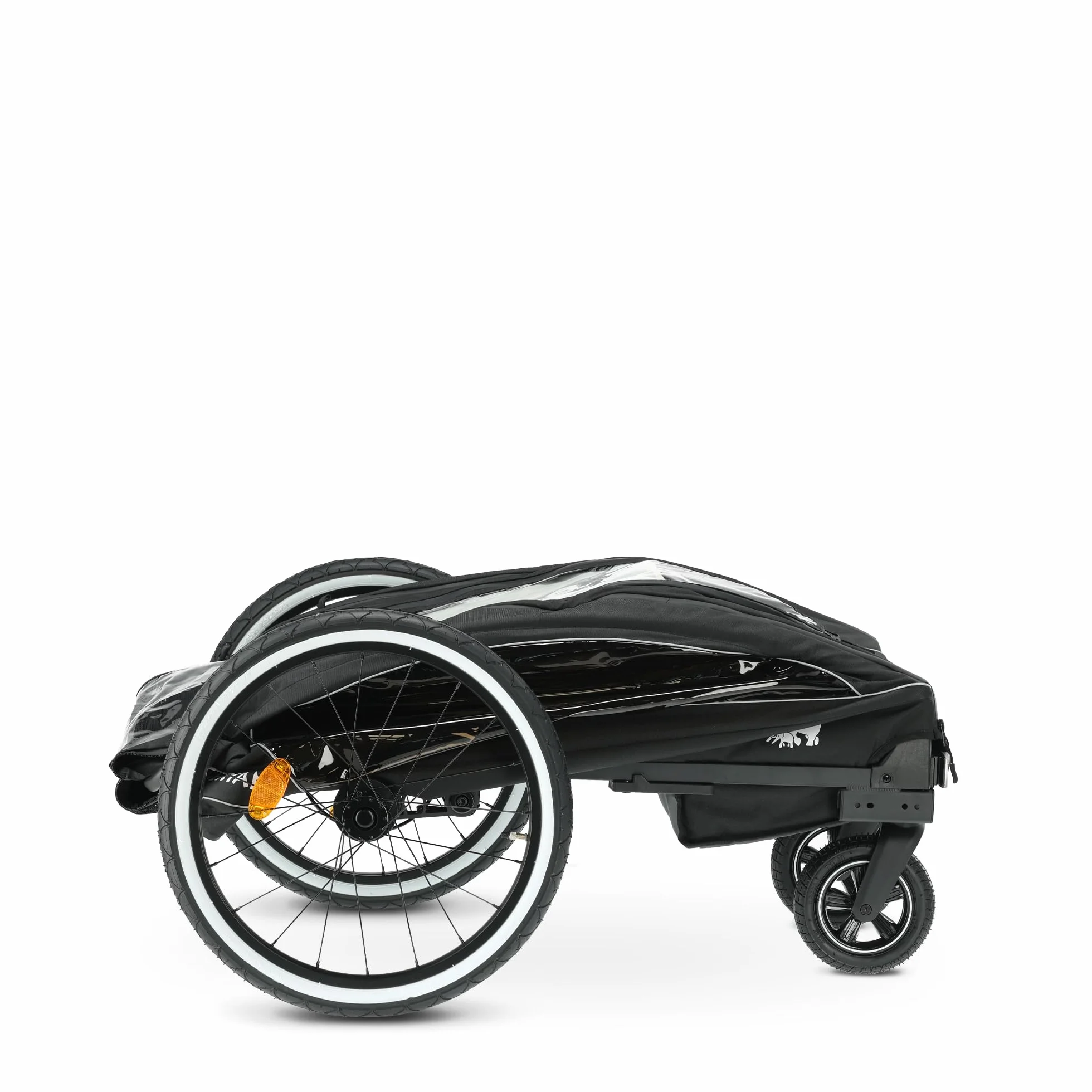 Deryan Luxus 3-in-1 Rimorchio per Bicicletta per 1 Bambini – Rimorchio per Bicicletta, Passeggino & Jogger – Passeggino Multifunzionale con Cintura a 5 Punti – Nero