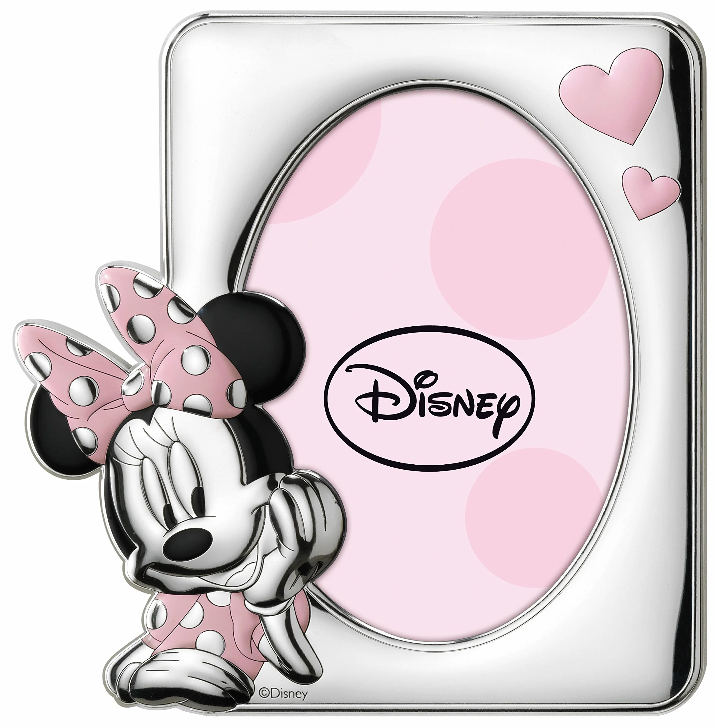 VALENTI & CO. Disney Baby - Minnie Mouse - Idea Regalo Cornice Porta Foto da Tavolo in Argento per Neonato e Bambina