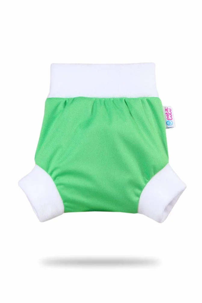 Pull Up Cover Petit Lulu | Taglia L | Con Bordi In Pile | Riutilizzabile e lavabile | Pannolini lavabili | Pannolino di stoffa | Prodotto in Europa (Green)
