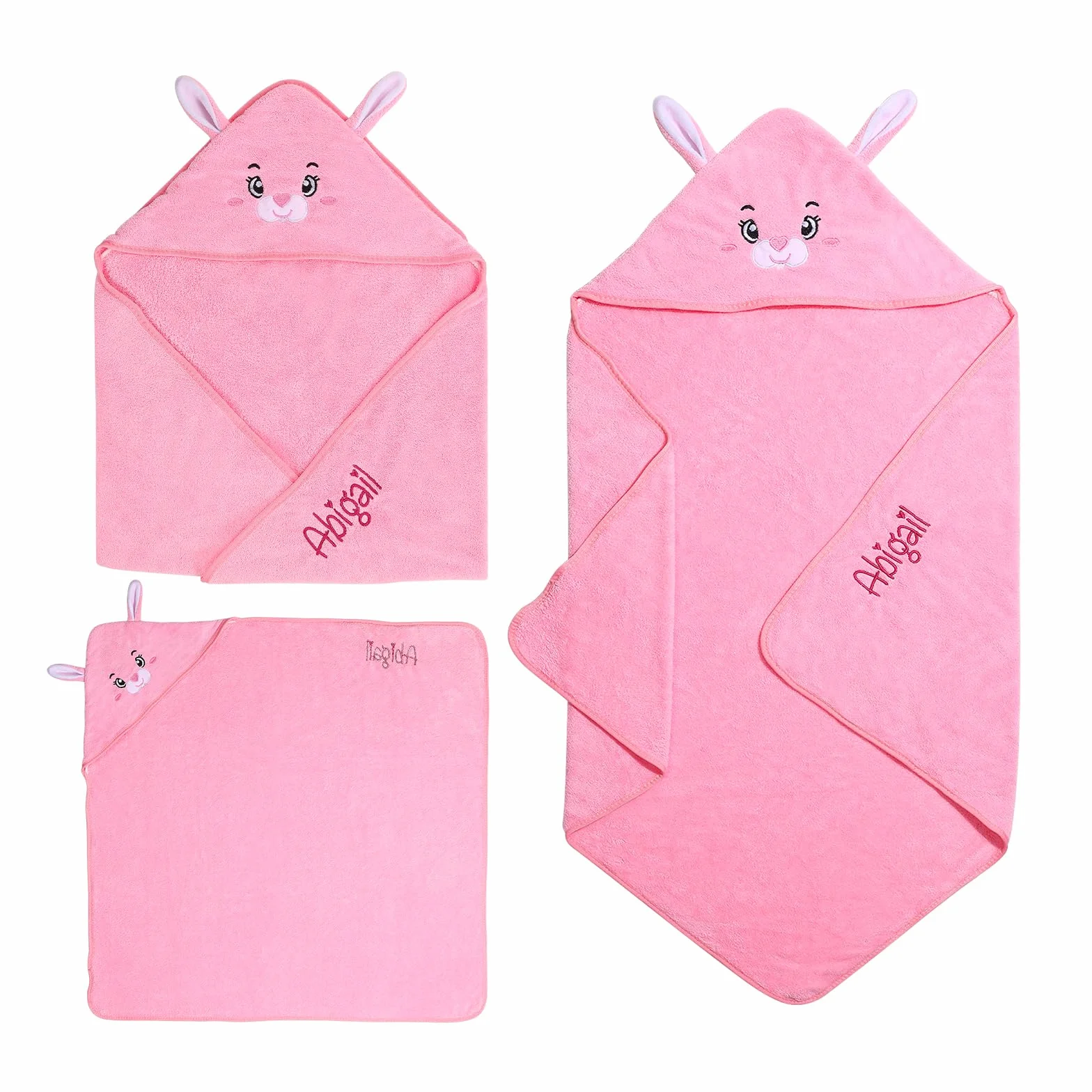 Accappatoio Neonato Personalizzato con Nome Asciugamano Neonato Bagnetto con Cappuccio Morbido e Confortevole per Bambina Regalo Neonata Femmina, Nascita Bimba (Rosa)