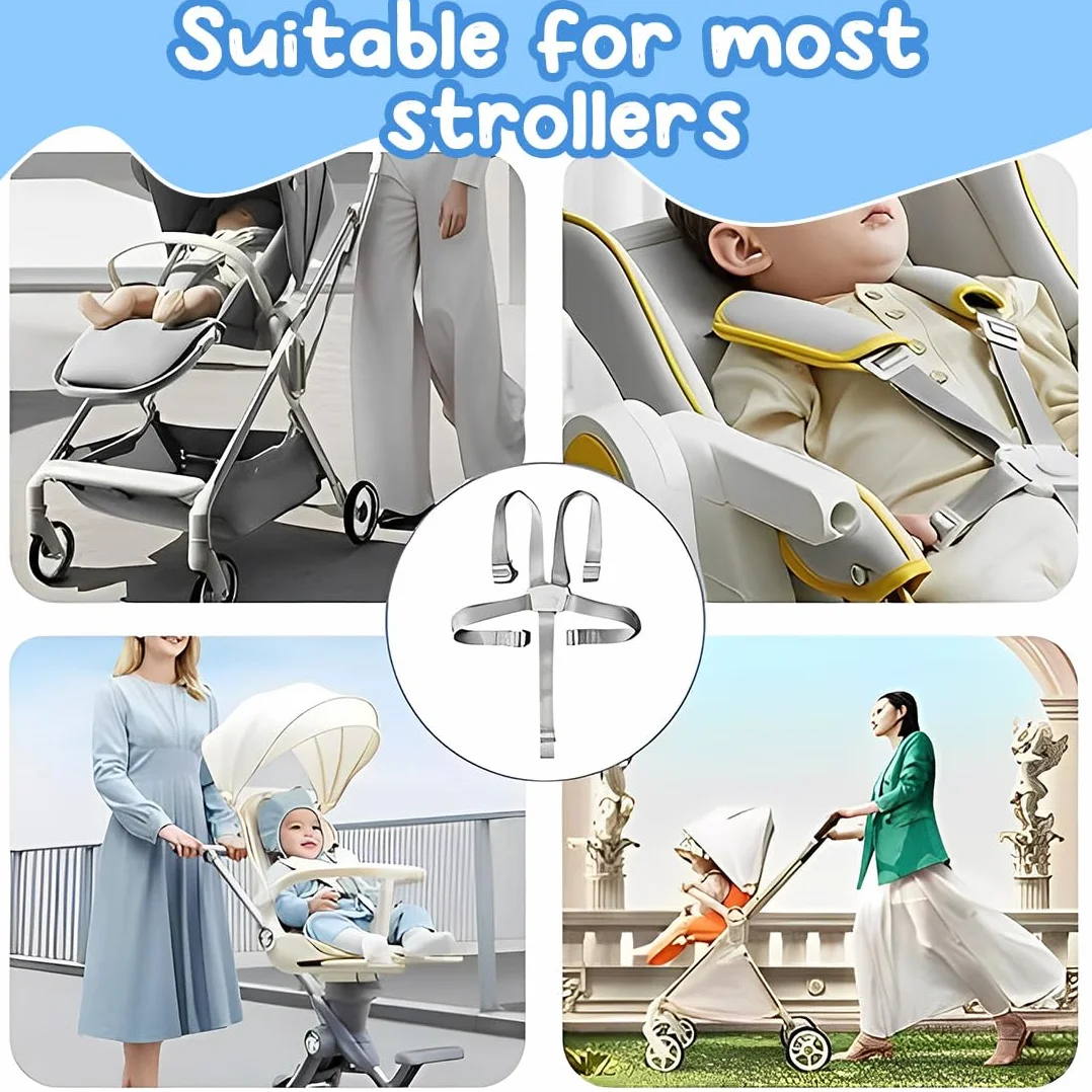 Cinture Universali per Seggiolone Cinghie per Seggiolone a 5 Punti, Cinture Seggiolone Pappa Universale, Regolabile Cintura di Sicurezza per Bambini, Adatta per Seggioloni Auto Carrozzine