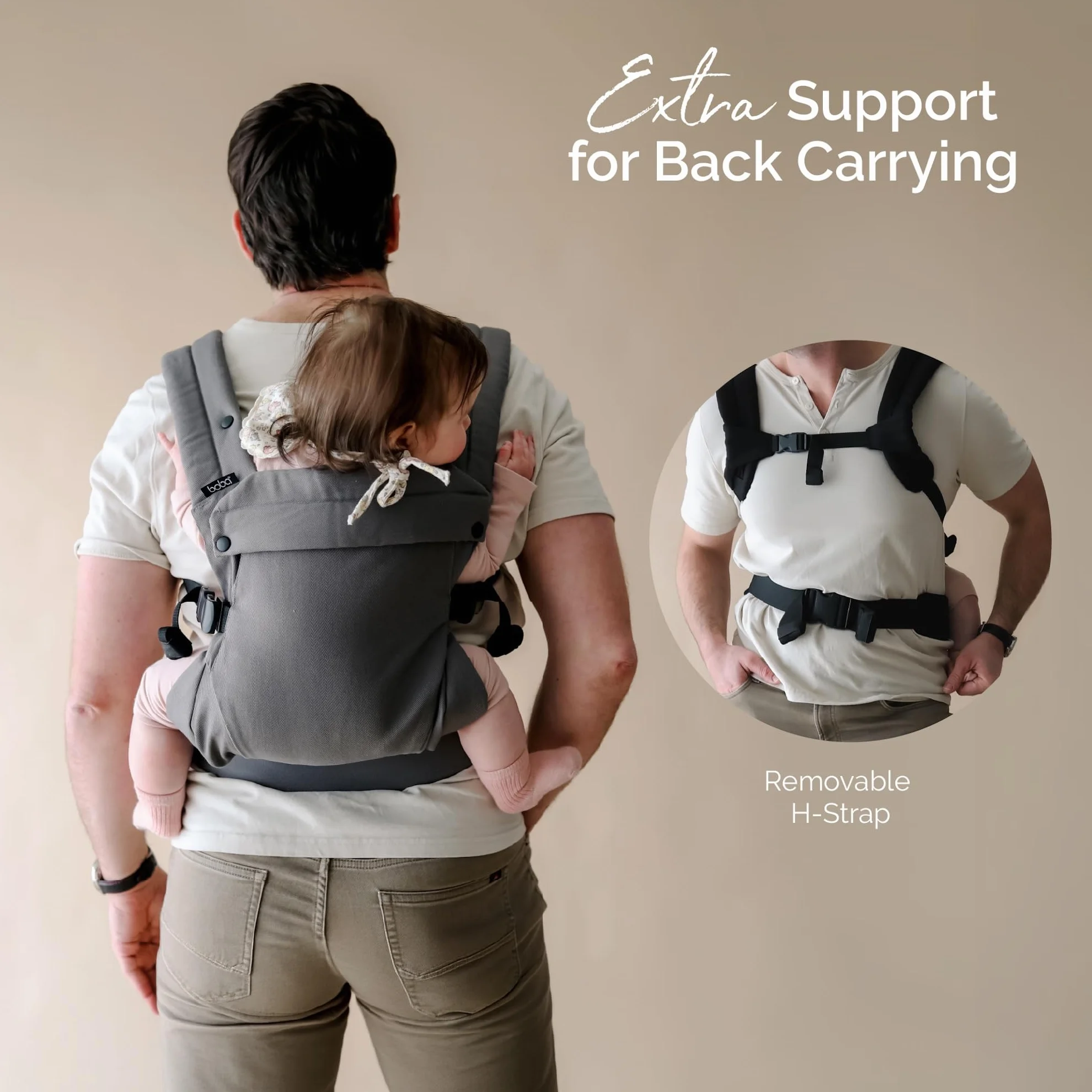 Boba Auri Marsupio Neonato - 100% Cotone Premium, 3 Posizioni Ergonomiche (Fronte Mamma/Fronte Mondo/Schiena), Posizione a "M" con Seduta Regolabile (3,2-20 kg)