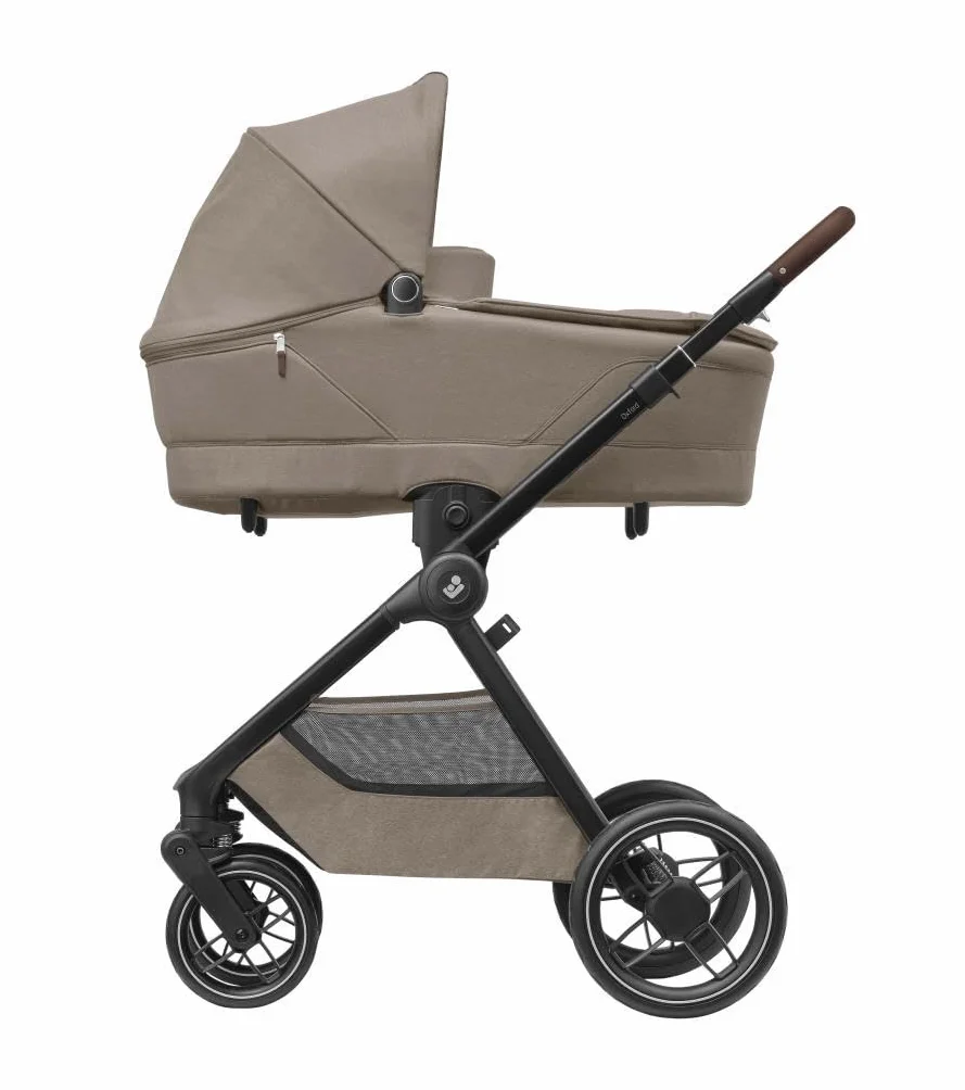 Maxi-Cosi Sense Navicella, spaziosa e confortevole, materasso memory foam traspirante, ClimaFlow, inclinazione SoothingSlope, sonno notturno, manico pelle vegana, Twillic Truffle