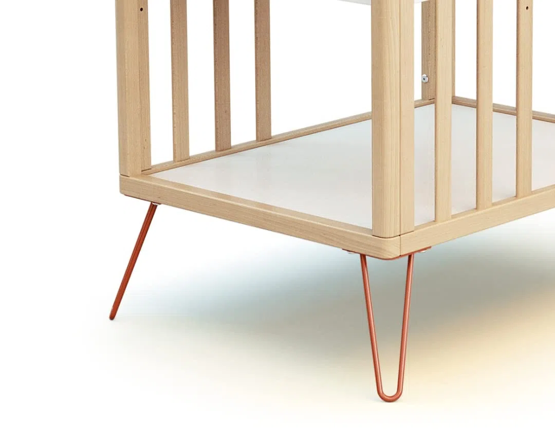 Fasciatoio com 2 prateleiras ONLY legno - Faggio/Terracotta - 76 x 56 x 94 cm