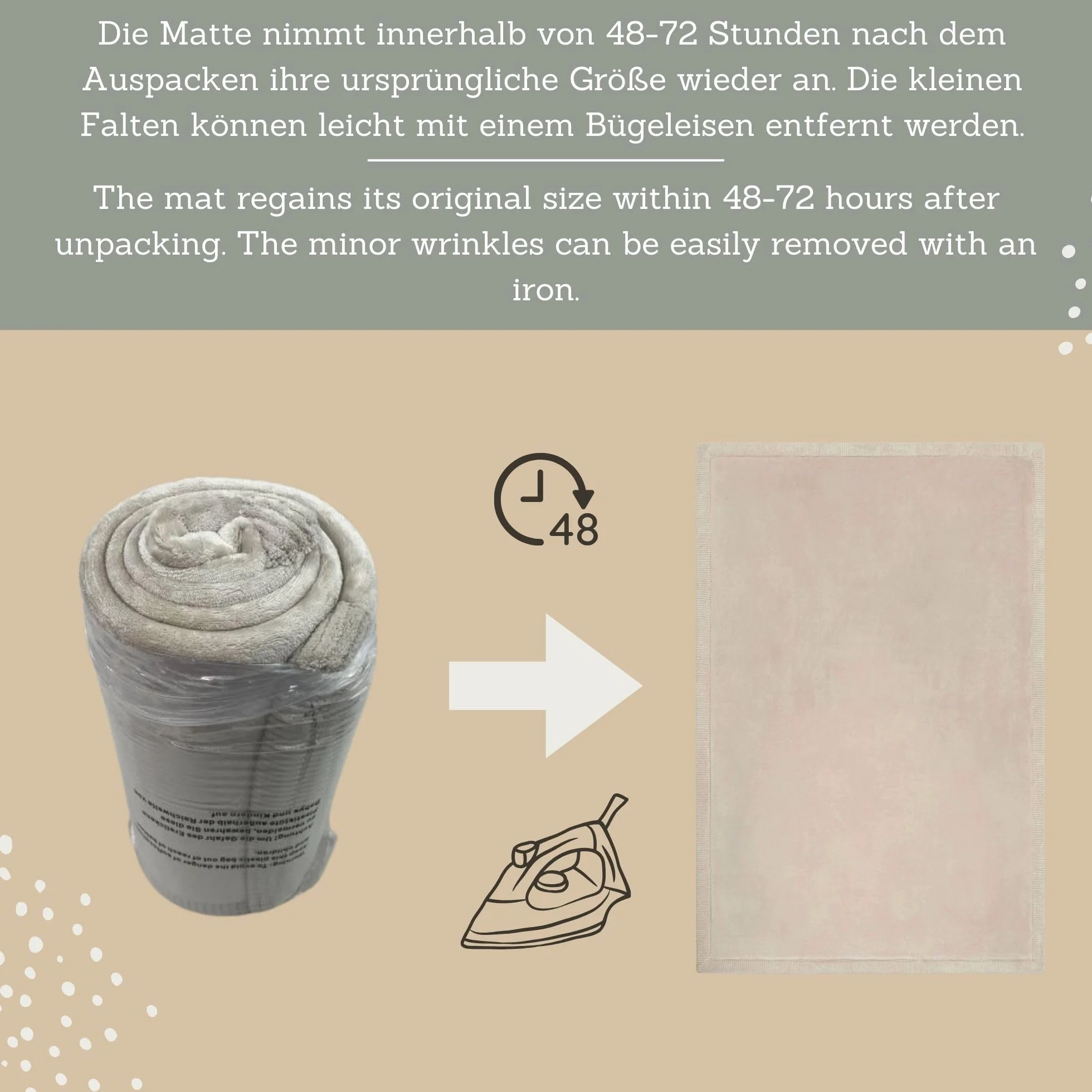 Hakuna Matte tappetino da gioco morbido, 152 x 200 cm, beige velluto corallo, memory foam, antiscivolo, impermeabile, per cura pancia