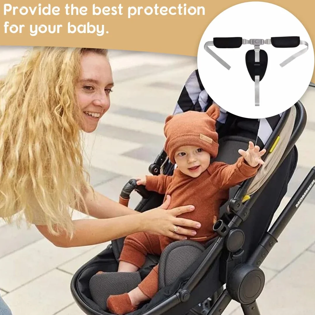 Cinture Passeggino Universali, Cintura di Sicurezza per Bambini Imbracatura per Seggiolone a 3 Punti Regolabile Seggiolino Cinghie Passeggini Anticaduta Adatta per Seggioloni Auto Carrozzine
