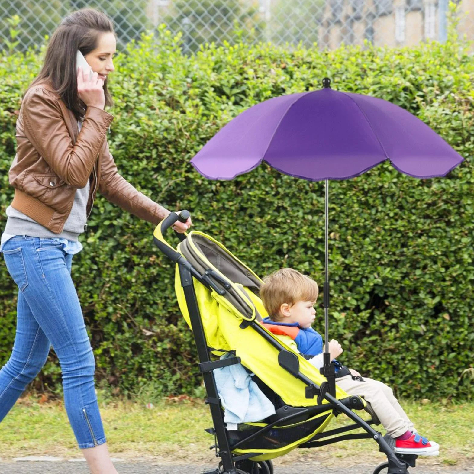 Ombrellino Passeggino Universale con Morsetto Regolabile, ombrellino parasole passeggino, Protezione UV 360 Passeggino Ombrellone Parasole per Carrello, Sedia da Spiaggia, Sedia a Rotelle, Viaggio