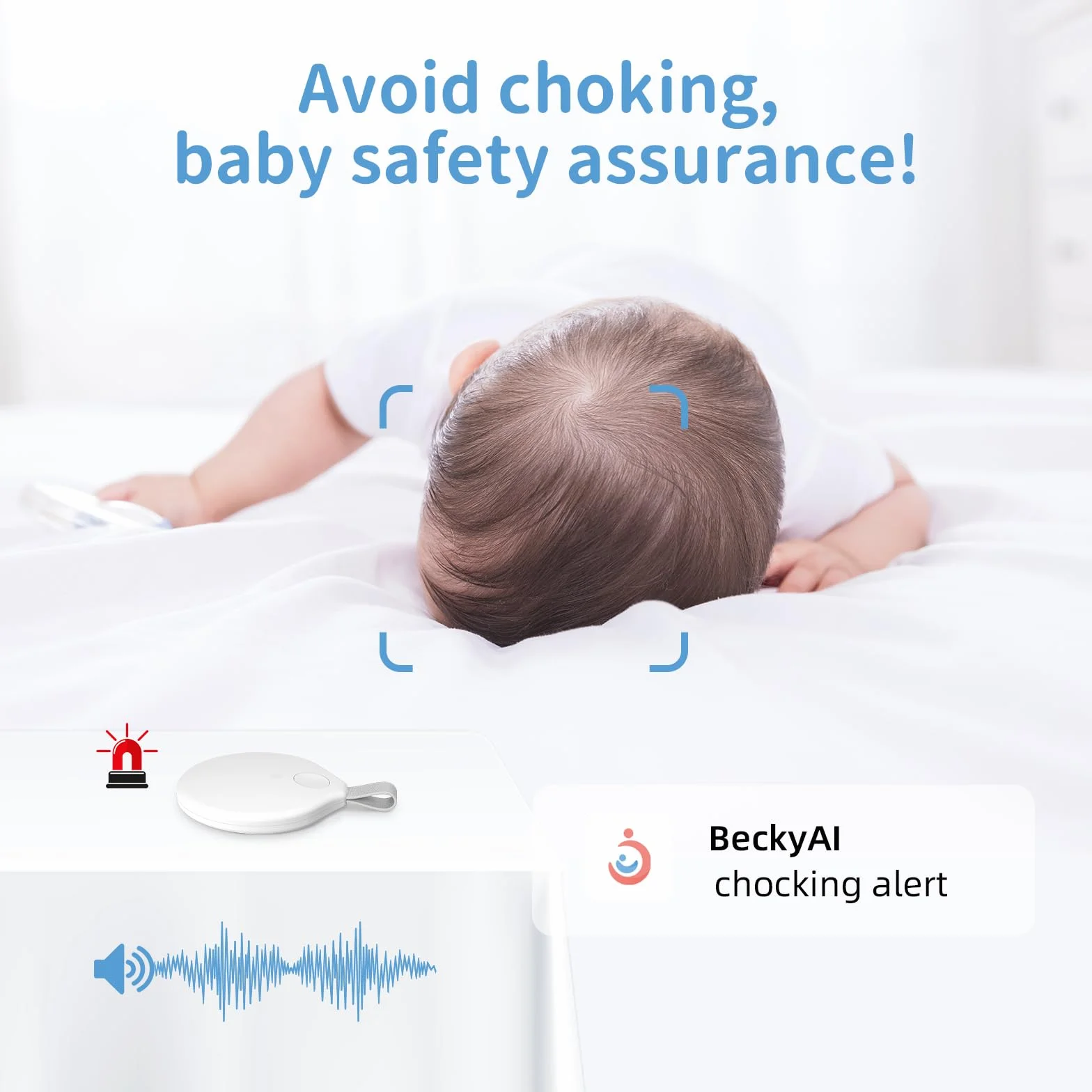 Becky Ai Intelligente Baby Monitor, Monitoraggio Respiratorio, Analisi del Sonno, Allarme di Sicurezza per Soffocamento, Visione notturna 2K HD, Condivisione di Dati Criptati, Android/IOS Compatibili