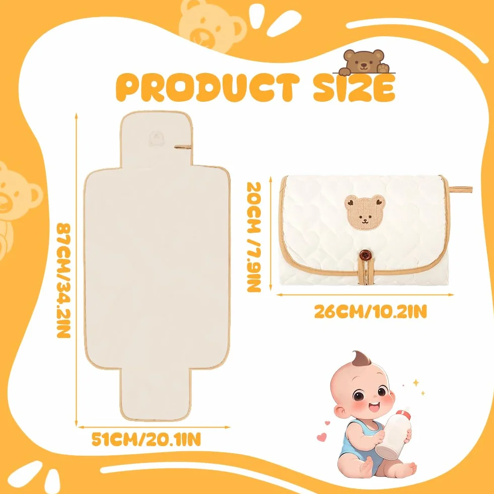 Fasciatoio Portatile Neonato, 87 x 57 CM Pieghevole e Impermeabile Fasciatoio, Cambio Pannolino per Neonato, Esterno, Casa, Viaggio, Regalo Nascita Perfetto per Bimbo e Bimba