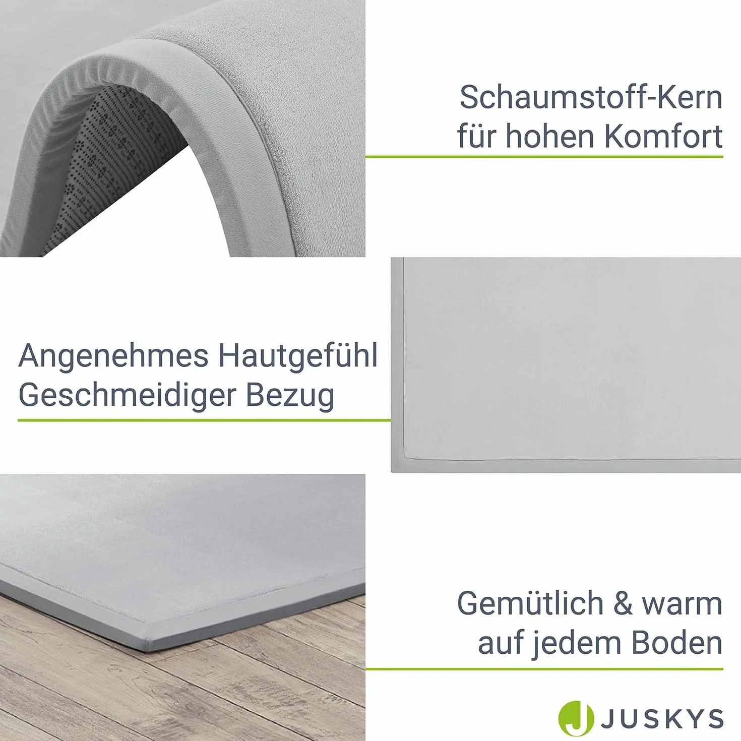 Juskys tappeto morbido e antiscivolo da 180x120 cm per gattonare, ideale per bambino, neonato, yoga – Grigio