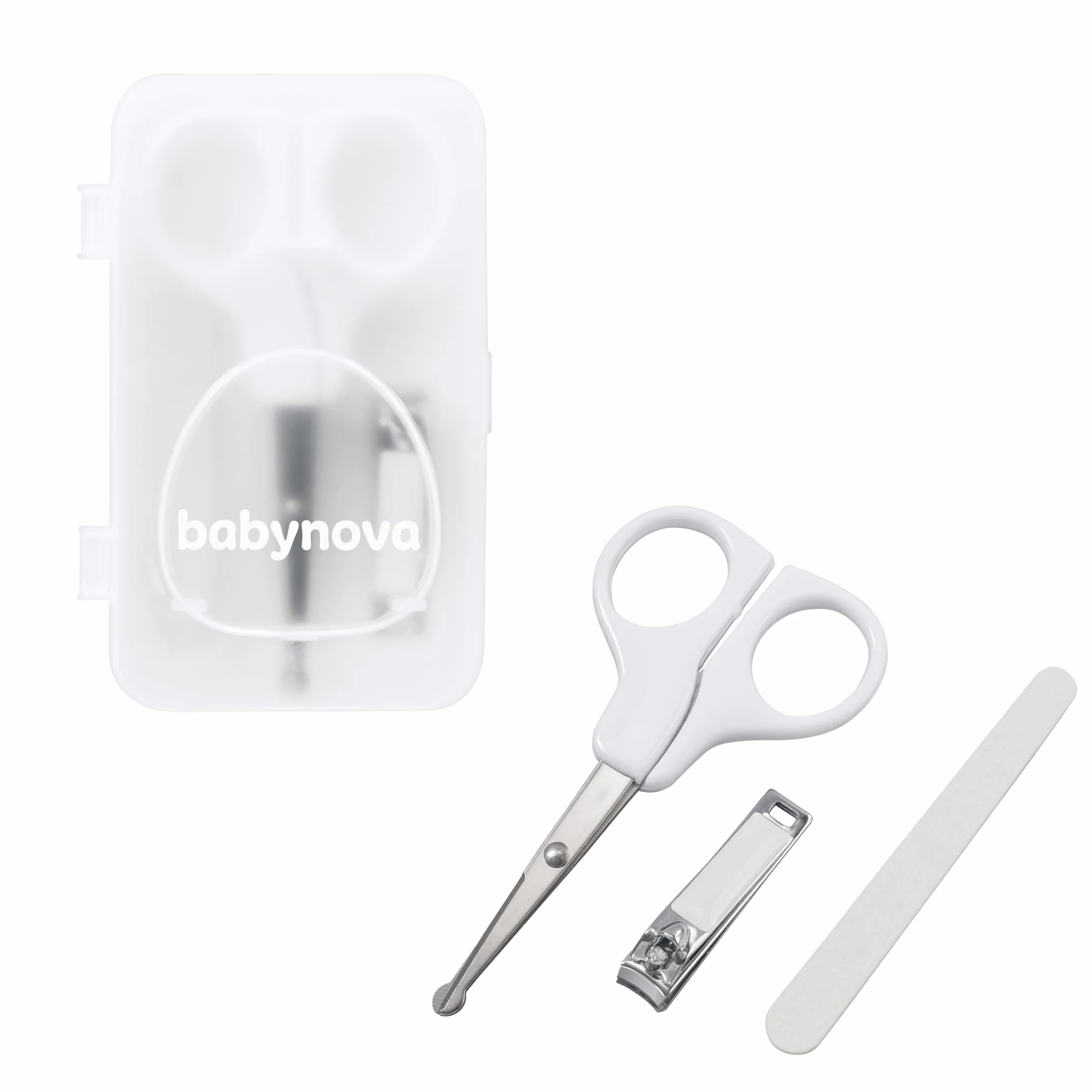 babynova Set Manicure per Bebè – Kit di Cura delle Unghie Sicuro con Forbicine a Punta Arrotondata, Tagliaunghie & Lima – Scatola di Conservazione Igienica per Viaggi & Uso Quotidiano – Senza BPA