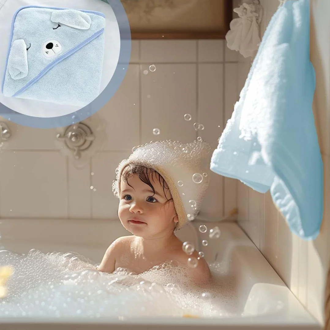 1 Pezzo Asciugamano Con Cappuccio Per Bambini, Accappatoio Neonato Extra Morbido E Super Assorbente, Asciugamano Assorbente Con Cappuccio Indossabile